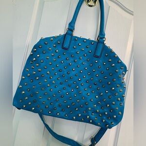 Gorgeous Studded Blue Handbag/carry-on with shoulder strap